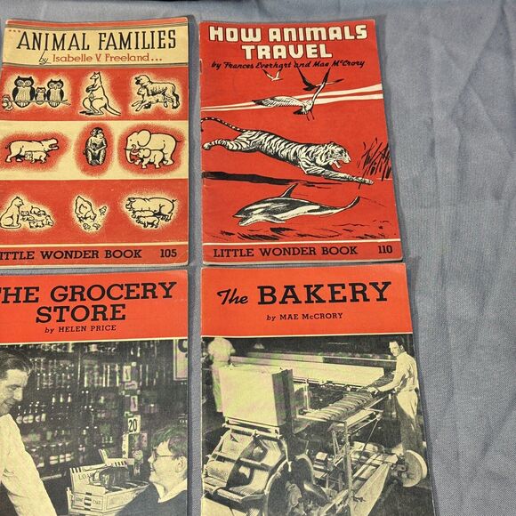 1940s Little Wonder Books Lot Of 6 Firemen Bakery Animal Families Vintage Kids - Picture 3 of 14